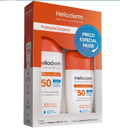 Kit Helioderm Suncare Protetor Solar FPS 50 200ml + 120ml