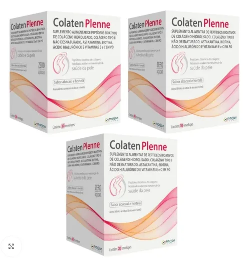 3 Caixas Colaten Plenne Sabor Abacaxi e Hortelã 30 Envelopes