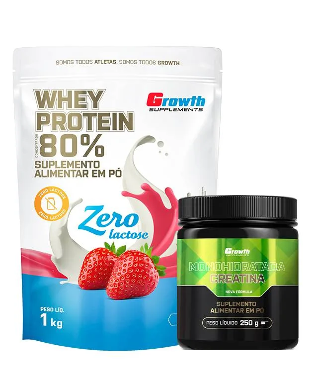 Kit Whey Protein Concentrado Zero + Creatina Mono 250g - Growth Supplements