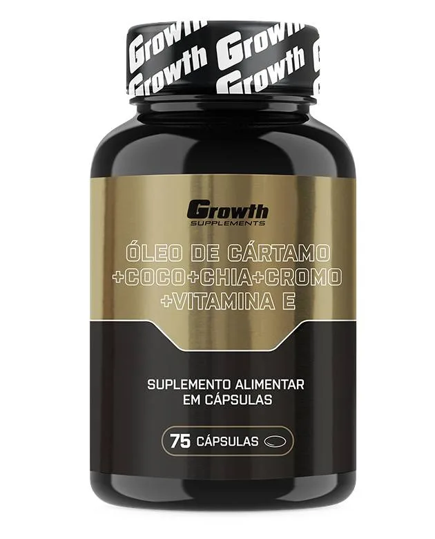Óleo de Cártamo + Coco + Chia + Cromo + Vit E 75 Caps - Growth Supplements