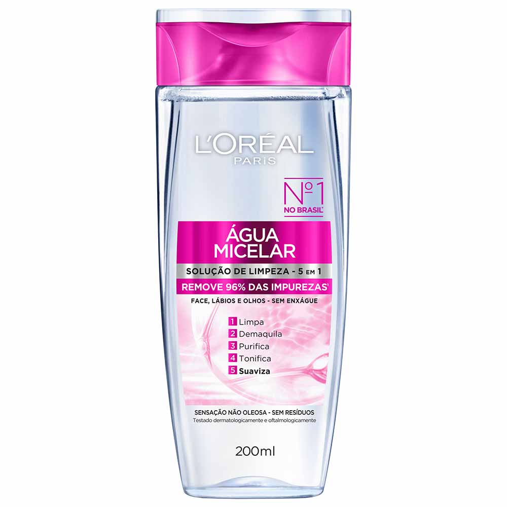Água Micelar L'Oréal Paris Solução de Limpeza Demaquilante 5 em 1 200ml