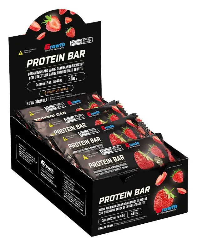 Barra de Proteína com Recheio Display C/ 12 Un - Growth Supplements